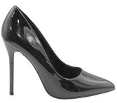 ¿Dónde está eso de las mujeres/señoras Kyra charol de cuero sintético zapatos de tacón de aguja alto y ancho? 8 UK Wide negro