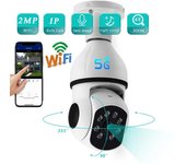 5G y 2.4G WIFI Vigilancia Rotación de 360° Seguimiento automático Cámara panorámica Cámara inalámbrica E27 PTZ CCTV IR Visión nocturna Detección de movimiento Audio bidireccional 2.4G