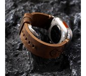 Pulsera de cuero Crazy Horse para Apple Watch 9, 7, 8, 6, 5 SE, Ultra 2 49mm plata/negro