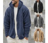 Chaqueta con capucha de polar de doble cara para hombre, otoño/invierno Medium azul marino