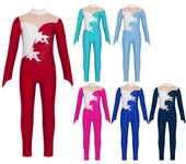 Mono de patinaje artístico para niños y niñas, mono brillante con diamantes de imitación, mono de manga larga, traje de actuación de danza y gimnasia 7-8 Years azul marino