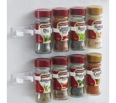 Organizador de cocina, Clips para estante de botellas de especias, adhesivo de montaje en pared, soporte para tarros de especias, pinza para puerta de armario, refrigerador de pared 4pcs blanco