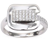 Bague argent 'Sissi' blanc argenté (rhodié) - 14x12 mm 56