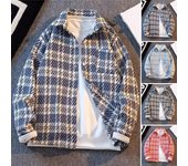 Chaqueta de lana para hombre, con solapa, manga larga, estampado a cuadros, abrigo de un solo pecho con M rojo