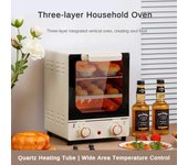 Mini horno eléctrico Vertical de 15L, horno multifuncional de tres capas para hornear, a prueba de explosiones y asador doméstico seguro