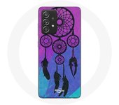 Coque pour Samsung Galaxy A52 Attrape Rêve Noir Fond Bleu et Violet