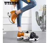 Zapatos de mujer con aumento interior, zapatos blancos de verano y otoño, zapatos casuales de estudiantes coreanos que combinan con todo, zapatos individuales de suela gruesa 40 beige