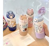 Nueva taza térmica doble de acero inoxidable de alta calidad para estudiantes, portátil para niñas y niños. 500ml