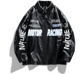 Chaqueta de cuero PU de uniforme de béisbol para hombre, nuevo traje de carreras de motocicleta de primavera y otoño, chaqueta bomber retro de marca de moda M