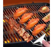 Pinchos para parrilla de 3 vías con barra de empuje deslizante, resistente a la corrosión, mango ergonómico, tenedor para barbacoa, herramienta de cocina plata