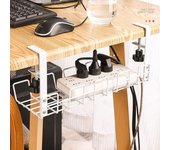 Estante de almacenamiento debajo de la mesa, soporte para cables, bandeja de almacenamiento, cable de alambre, adaptador de regleta, organizador, estante, cesta de almacenamiento para el hogar y la oficina