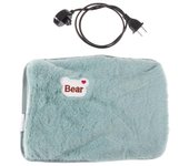 Calentador de manos, paquete de calor, lindo, recargable, bolsa de agua eléctrica, seguridad, piel de conejo, botella de agua reutilizable, calentador de manos verde