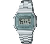 Casio Reloj digital vintage para hombre con pulsera de acero inoxidable y cuarzo A168WA-3A verde