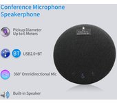 Micrófono portátil para conferencias BT, altavoz incorporado, micrófono omnidireccional de 360 ​​grados con silencio USB&BT