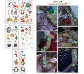 Pegatinas luminosas con forma de muñeco de nieve navideño, simulación de cara, pegatinas fluorescentes de dibujos animados, pegatinas decorativas para ventanas de cristal 10.5 * 6cm varios colores
