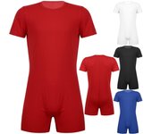 Pijama de pañales de una pieza para hombre, camiseta de manga corta con entrepierna a presión, mono, mameluco L rojo
