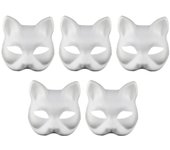 Máscara de gato de pulpa de embrión blanco, semi disfraz de fiesta de anime de juego de rol blanco, máscara de bricolaje One Size blanco