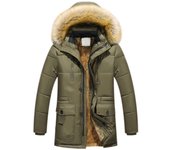 (SU)Hombres Invierno Cálido Con Capucha Con Cremallera Gruesa Capa De Lana Sólida Chaqueta Acolchada De Algodón XXL negro