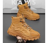 Zapatillas altas para jóvenes para hombres, nuevas zapatillas casuales de moda de buena calidad, botas cortas de patineta para hombres con suela gruesa cómodas 39 caqui