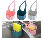 Escurridor de fregadero de cocina, soporte para esponja y jabón, cesta de almacenamiento colgante para baño, soporte ajustable para grifo, accesorios de cocina azul