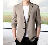Traje de hombre con solapa y manga larga, chaqueta de color liso con un solo bolsillo, traje formal de negocios, ropa de trabajo L azul marino