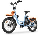Bicicleta eléctrica de cercanías Hidoes C6 de 20'', bicicleta eléctrica plegable de 250 W con asiento para pasajero y batería de 48 V 13 Ah azul