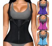 Sgelgig Corsé de entrenamiento de cintura para mujer, chaleco con cremallera para control de barriga, moldeador de cuerpo, camiseta sin mangas con correas ajustables XXS negro