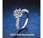 Anillo de compromiso de boda de plata esterlina con moissanita color D certificado VVS1 de 2 quilates, joyería de oro blanco de 14 quilates 5&2 Carat