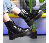 Botas altas de cuero de invierno para mujer, con suela gruesa, talla 35-43 35 negro
