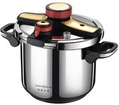 Olla a presión con Clip, olla para cocinar y servir de acero inoxidable con mango plegable, adecuada para inducción y estufa 6L-22cm