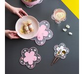 Tapete aislante para mesa, tapete resistente al calor, tapete para tazas de flores, tapete de PVC para comida occidental, tapete para ollas, tapete para cuencos de vajilla One Size color rosa