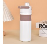 Nueva taza de vacío con tapa de rebote de acero inoxidable 304 para estudiantes, taza deportiva portátil para exteriores. 600ml color rosa