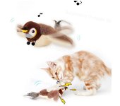 Juguetes interactivos para gatos, pájaro eléctrico con chirrido y aleteo con hierba gatera, juguete de peluche con chirrido activado al tacto, recargable por USB