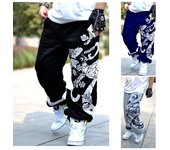 Pantalones de hip-hop para hombre Pantalones sueltos Pantalones de talla grande L negro