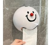 Caja de papel higiénico para colgar en la pared, creativa herramienta de almacenamiento de papel de plástico para el hogar, sin perforaciones, impermeable, con cara sonriente