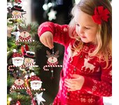 Colgantes de madera de Navidad, campana colgante de bastón de caramelo de Papá Noel de dibujos animados, adornos colgantes de ambiente Snowman