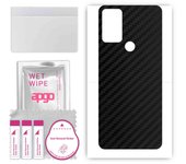 apgo Protective Skin Sticker for the back compatible with Motorola Moto G Play 2022, Wrap Film, Foil, Vinyl - Pattern Carbon Black