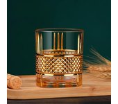 Copa de whisky Phnom Penh de lujo de estilo europeo con un alto sentido del hogar, hecha a mano con vidrio dorado, vidrio fuerte xo