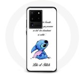 Coque pour Samsung Galaxy S20 Ultra Lilo et Stitch Ohana Citation Blanc