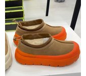 Zapatillas de deporte informales para mujer y hombre, botas de nieve cálidas de felpa para invierno, zapatos de plataforma de cuero genuino con parte superior de piel a la moda 35 naranja