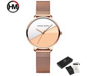 Hannah Martin Reloj para Mujer Relojes de Cuarzo para Mujer Reloj con Movimiento de Cuarzo japonés Diseño de Lujo Correa de Malla de Acero Reloj de Pulsera Impermeable para Mujer plata