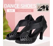 Zapatos de baile latino para mujer y niña, zapatos de baile de salón, fiesta, Salsa, Tango, tacones de 8CM para exteriores 34 negro