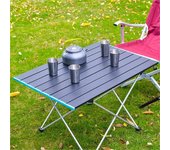 Mesa de camping plegable de altura ajustable para cenas al aire libre, mesa táctica ligera de aleación de aluminio para fiestas en el jardín y picnic. negro