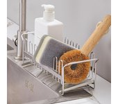 Escurridor de esponja con diseño de ranura, almacenamiento de estructura sólida, tapón de fregadero creativo, organizador de drenaje de cocina, herramientas de cocina plata