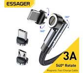 Essager 540 Cable magnético giratorio 3A Cable Micro USB tipo C de carga rápida para IPhone Xiaomi cargador magnético Cable de datos de teléfono Only Micro Plug
