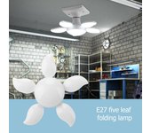 Iluminación Industrial de 5 aspas, luz LED para garaje, ventiladores plegables, cabezal de lámpara E27, plegable Deformable blanco