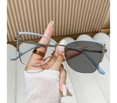 Gafas de luz planas de ojo de gato de moda, montura de gafas ultraligeras de moda, gafas de luz azul que cambian de color retro, gafas que cambian de color de metal negro