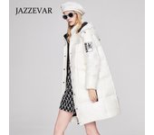 JAZZEVAR-Chaqueta con capucha para mujer, abrigo cálido de ocio, chaqueta de plumón mediana y larga a la moda, invierno, 2021 S negro