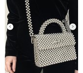 Bolsos de mano con cuentas, bolsos de diseño cruzados, bolsos de mano hechos a mano para mujer, bolsos de mano con cuentas, lindos bolsos y carteras para mujer plata
