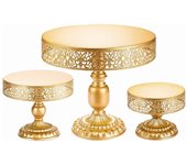 3 soportes dorados para tartas, decorativos, de hierro, reutilizables, desmontables y estables, para cupcakes de fiesta.
